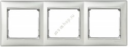 770353 Рамка 3 поста, горизонтальная,  алюминий/серебро
