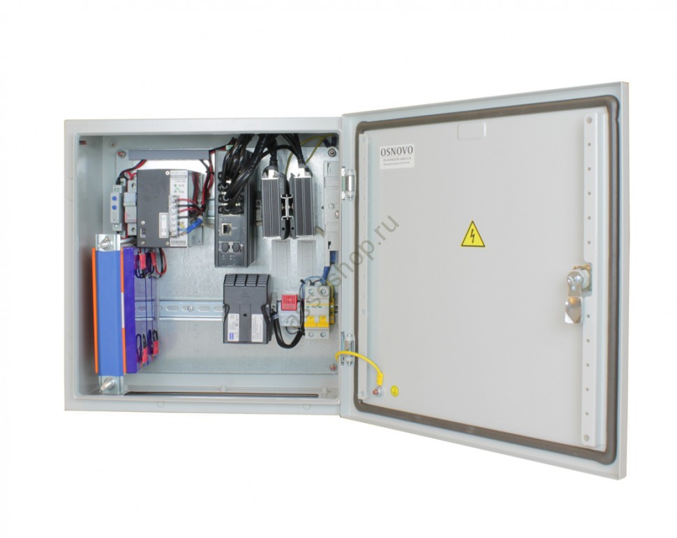Коммутатор Osnovo OS-44TB3(SW-60812/I) уличн.исп, 11п,PoE,АКБ,БП,автомат,оптич.кросс,термостаб