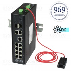 Коммутатор Osnovo SW-80822/ILR, L2+ пром.исп, 12п, 8xGE PoE, 2xGE RJ45, 2xGE SFP, датчик t/h/v