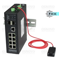 Коммутатор Osnovo SW-70802/ILS управляемый L2+ пром.исп, 10портов, 8xGE RJ45, 2xGE SFP, датчик t/h/v