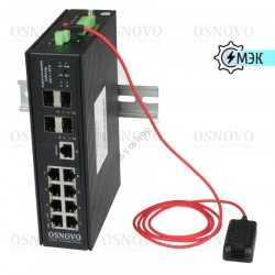 Коммутатор Osnovo SW-70804/ILS управляемый L2+ пром.исп, 12портов, 8xGE RJ45, 4xGE SFP, датчик t/h/v