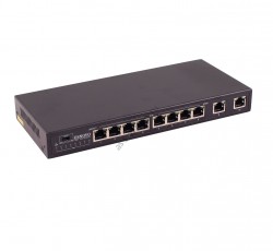 Коммутатор Osnovo SW-20820(Без БП), 10 портов, 8xFE PoE до 30W, 2xGE, CCTV, IEEE 802.3af/at
