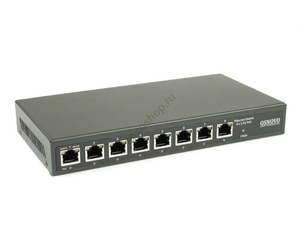Коммутатор Osnovo SW-8D-1(120W), 8 портов, 1x2.5G PoE до 90W, 7x2.5G PoE до 30W, грозозащ