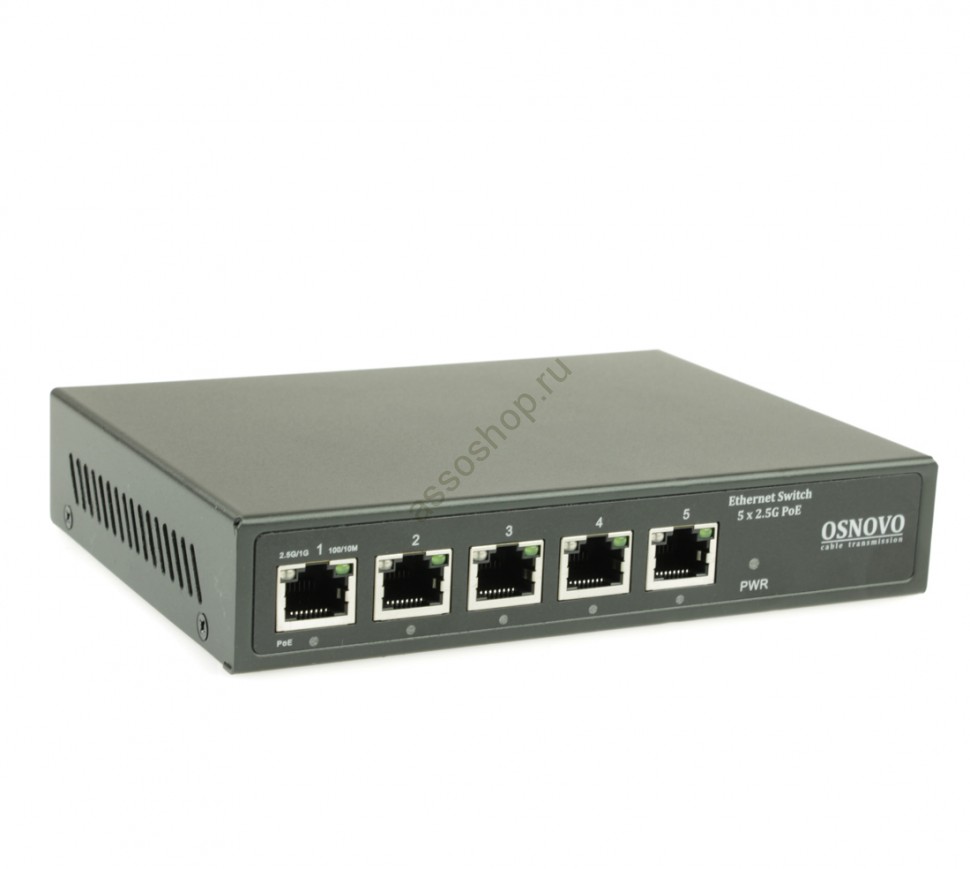 Коммутатор Osnovo SW-5D-1(60W), 5 портов, 1x2.5G PoE до 60W, 3x2.5G PoE до 30W, 1x2.5G, грозозащ