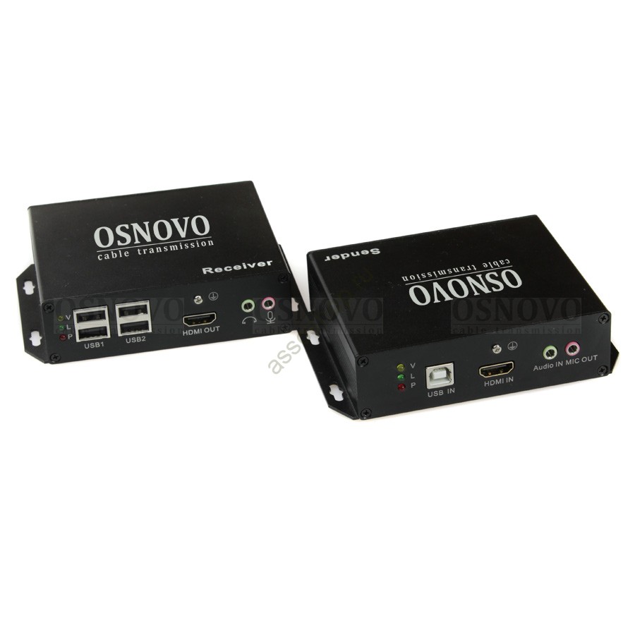 Osnovo TLN-HiKMA/1+RLN-HiKMA/1 комплект для передачи HDMI, USB, RS232, ИК по сети Ethernet до 120м